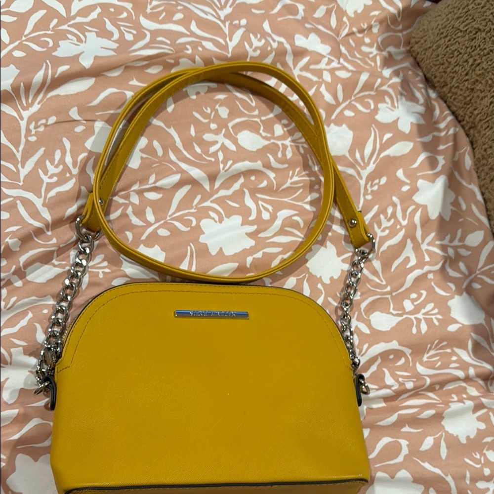 Steve Madden Mustard Crossbody Bag with Silver Details